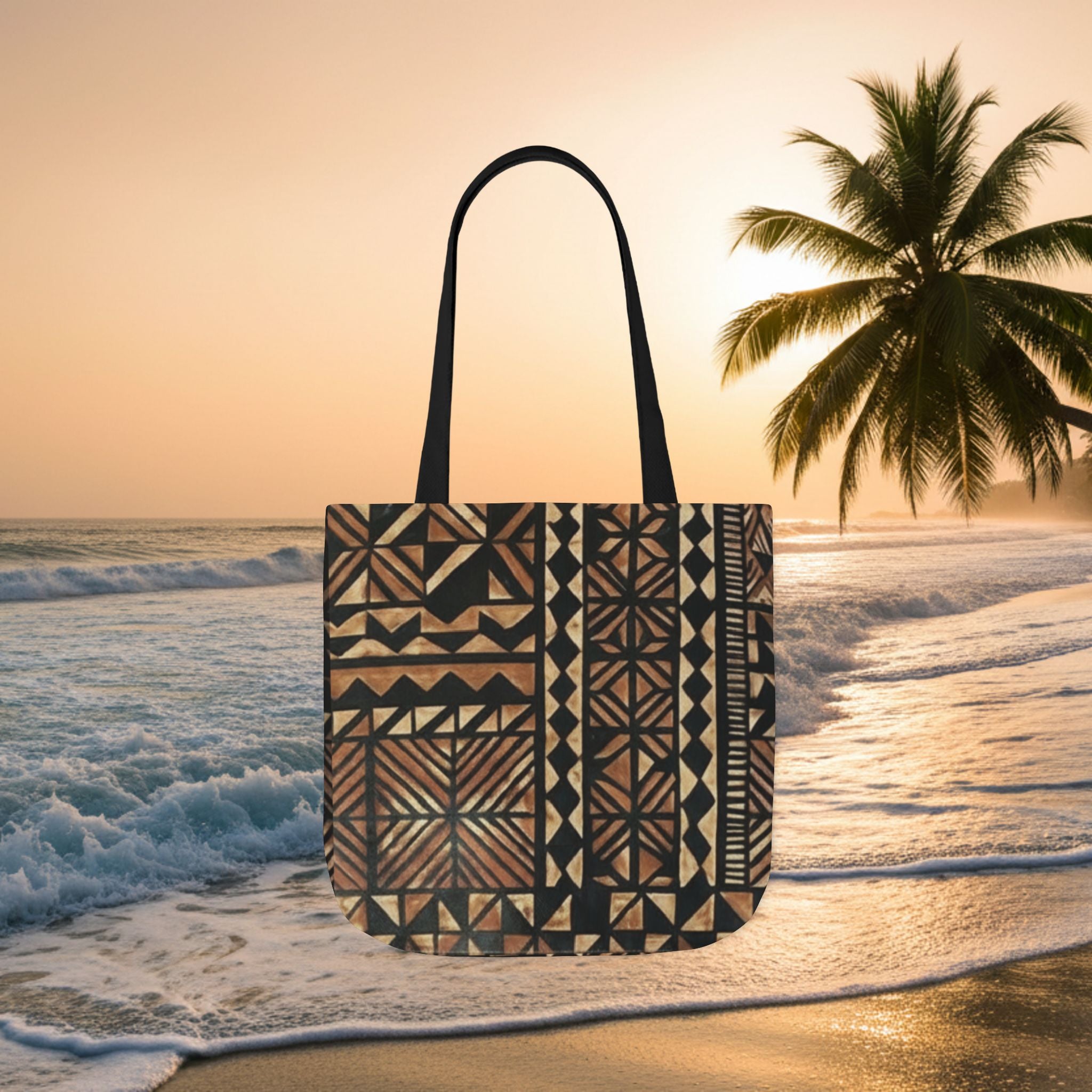 Tribal Pattern Canvas Tote Bag — Beach Market Tote Bag