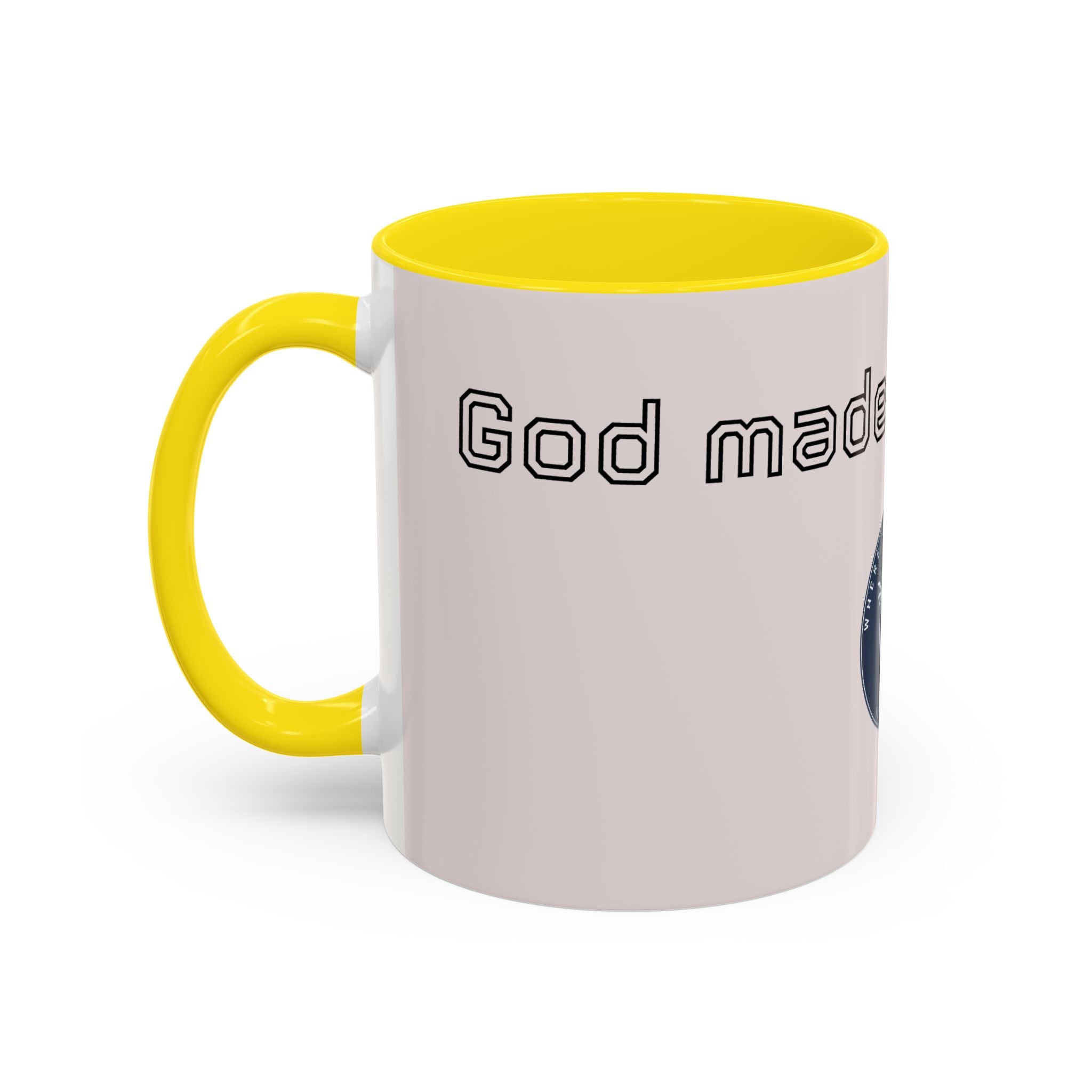 Motivational Accent Coffee Mug — "God Made It Happen" Inspirational Latte Mug