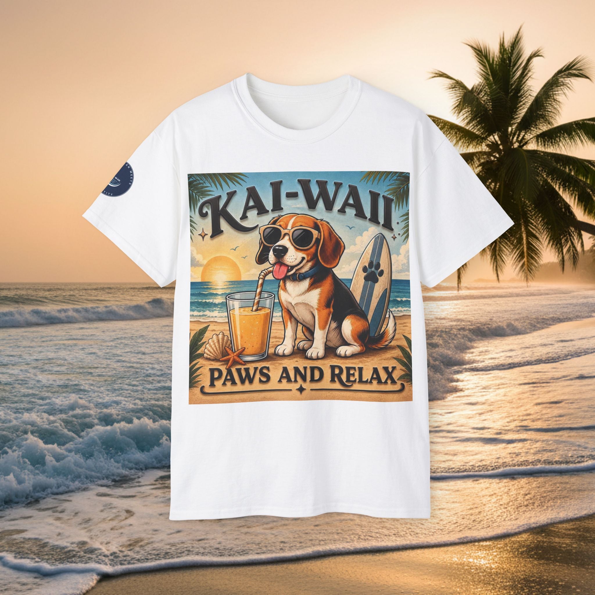 T-Shirt — KAI-WAII 'Paws and Relax' Beach Dog Graphic Tee