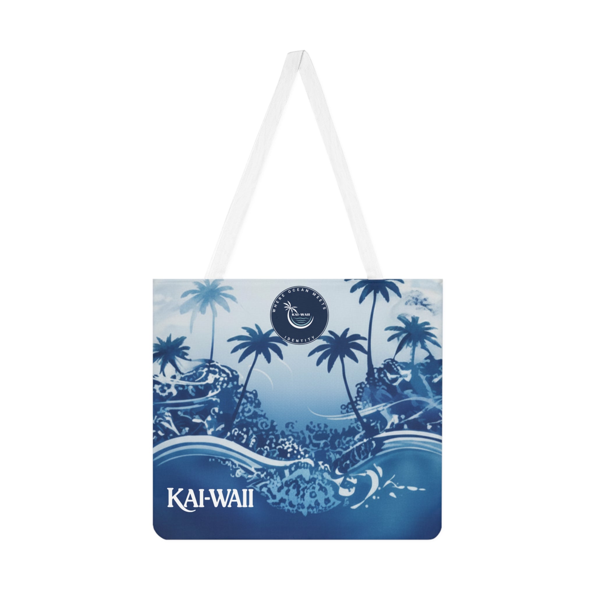 KAI-WAII Blue Palm Beach Tote Bag — Tropical Shoulder Tote