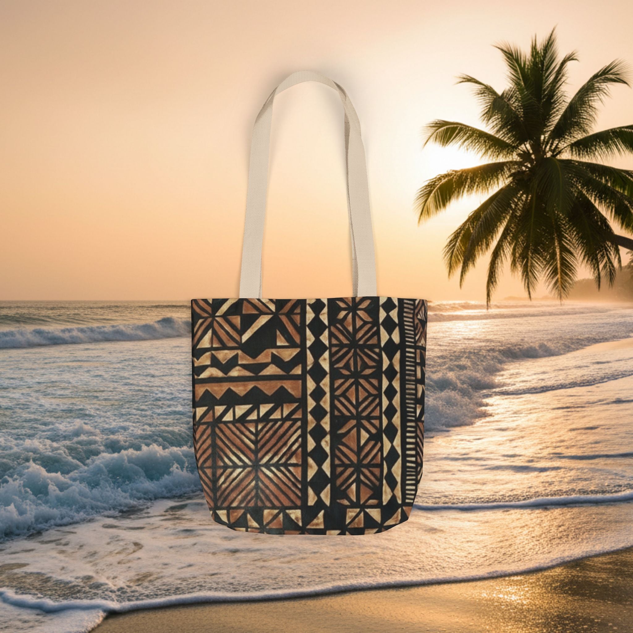 Tribal Pattern Canvas Tote Bag — Beach Market Tote Bag