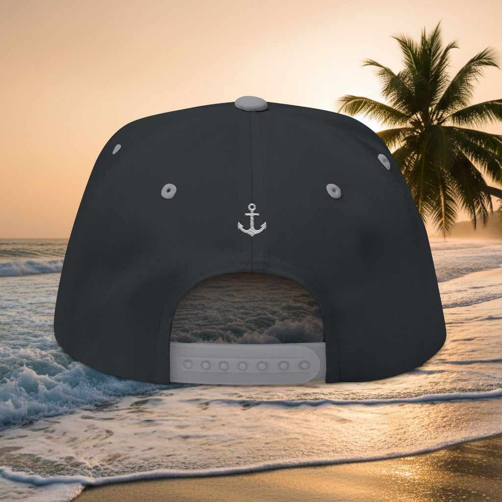 Kai-Wai Embroidered Flat Bill Cap — Nautical Beach Snapback [Personalizable]