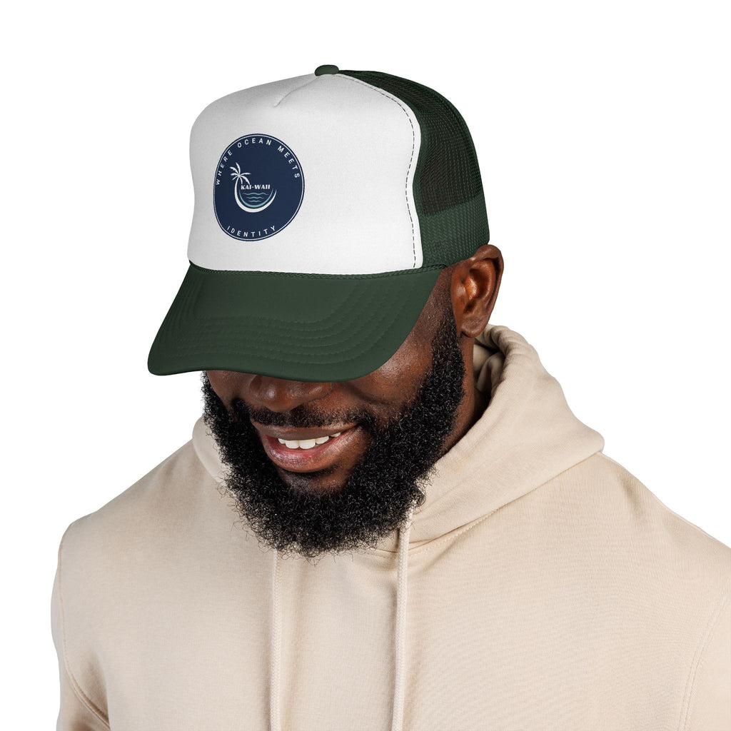 Coastal Vibes Trucker Cap — Ocean Club Palm Patch Snapback