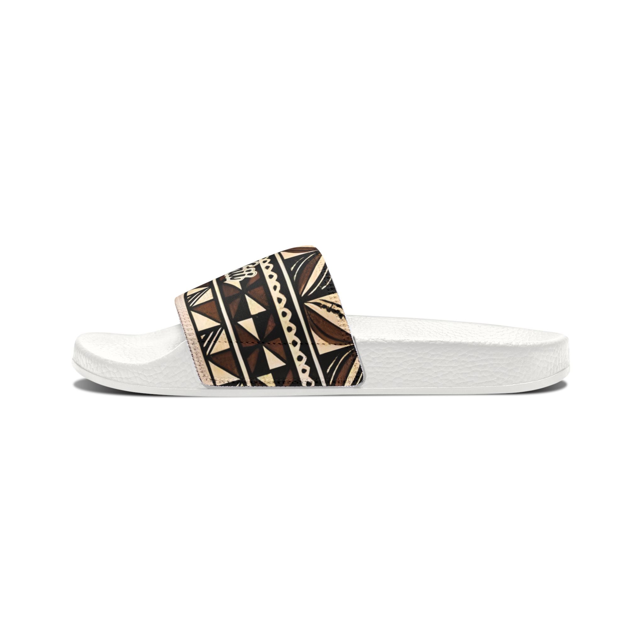 Men’s Slide Sandals with Tribal Print Straps — (Straps are removable)