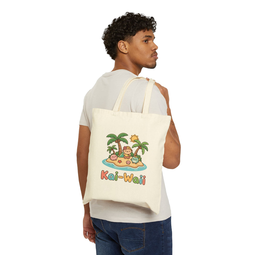 Kai-Waii Beach Tote Bag — Cute Island Cartoon Canvas Tote for Summer