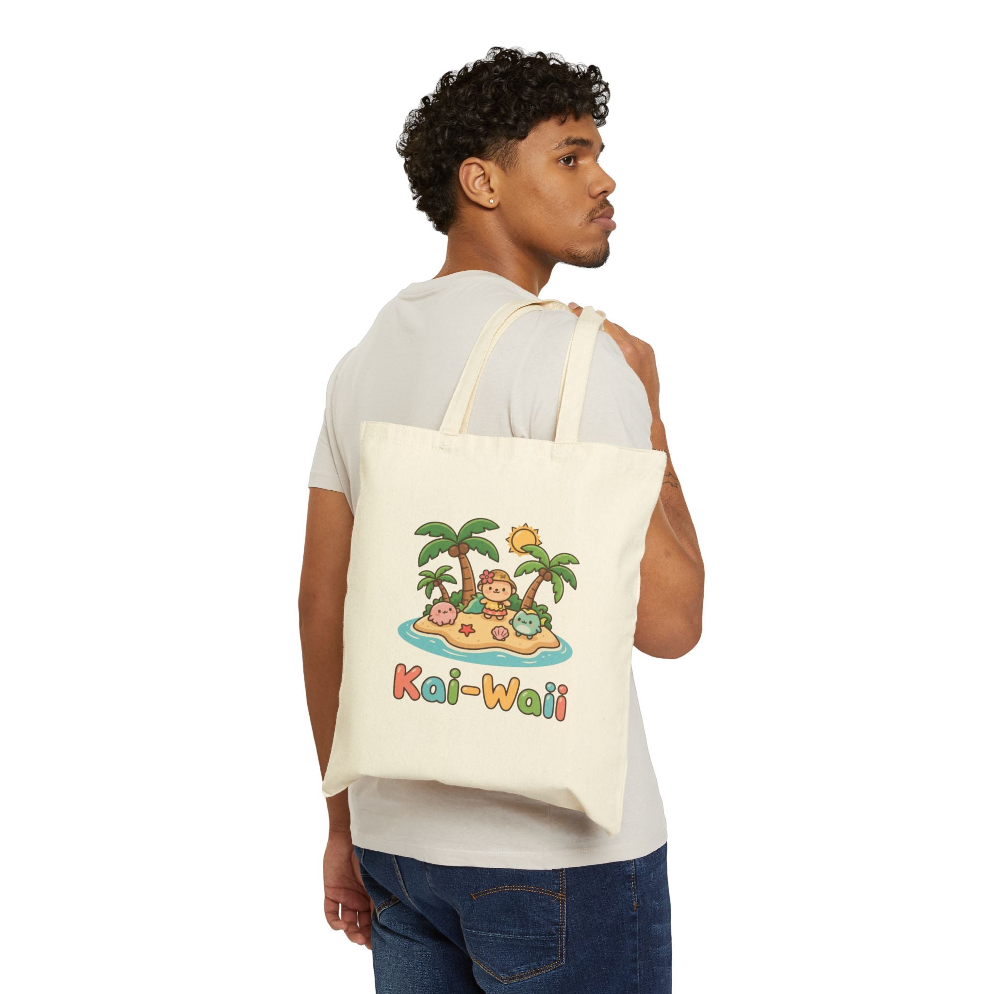 Kai-Waii Beach Tote Bag — Cute Island Cartoon Canvas Tote for Summer