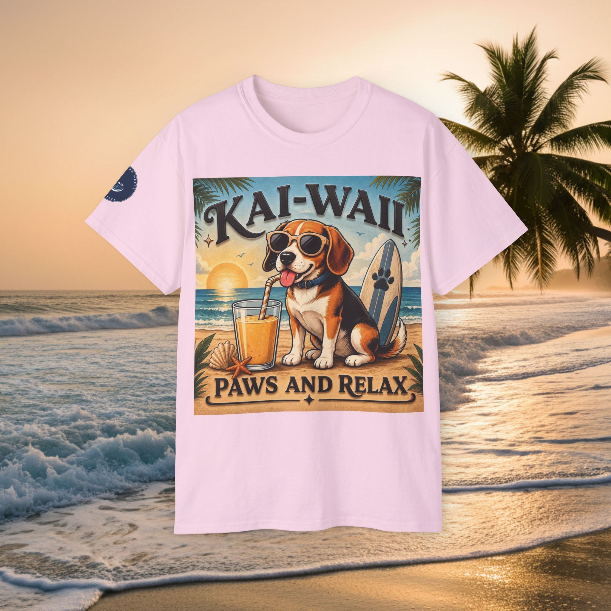 T-Shirt — KAI-WAII 'Paws and Relax' Beach Dog Graphic Tee