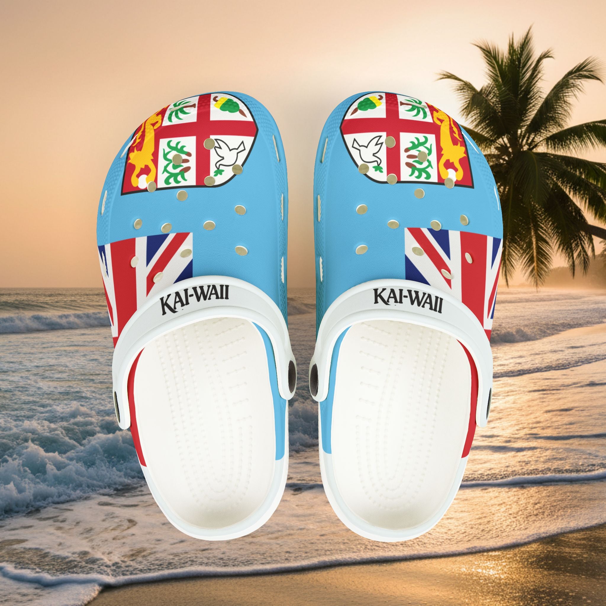Kids Fiji Flag EVA Foam Clogs — Tropical Beach Sandal for Boys & Girls