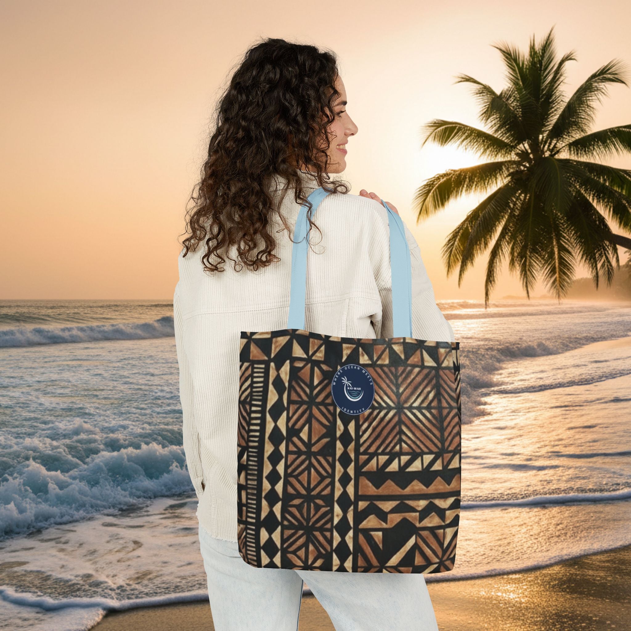 Tribal Pattern Canvas Tote Bag — Beach Market Tote Bag