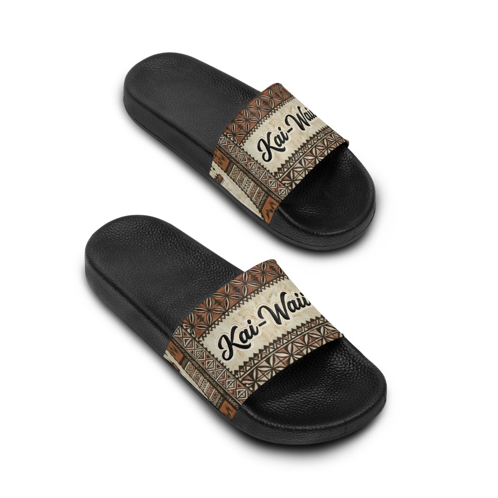 Slide Sandals - Island Tribal Print "Kai-Wai" Comfort Slides