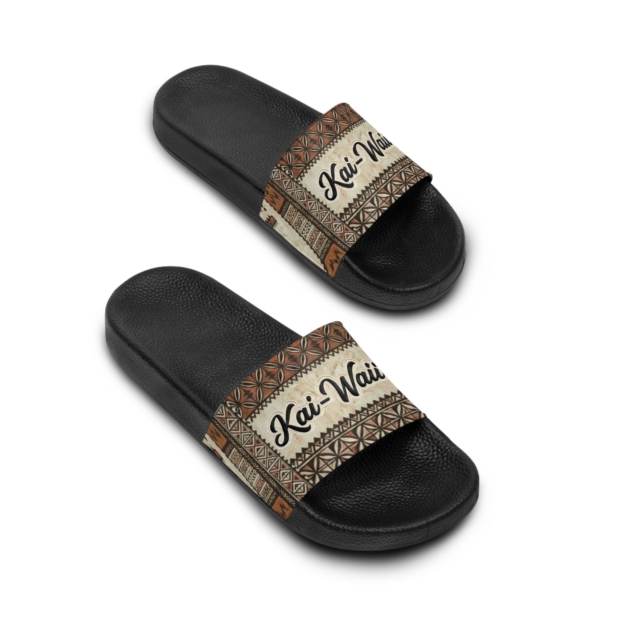 Slide Sandals - Island Tribal Print "Kai-Wai" Comfort Slides
