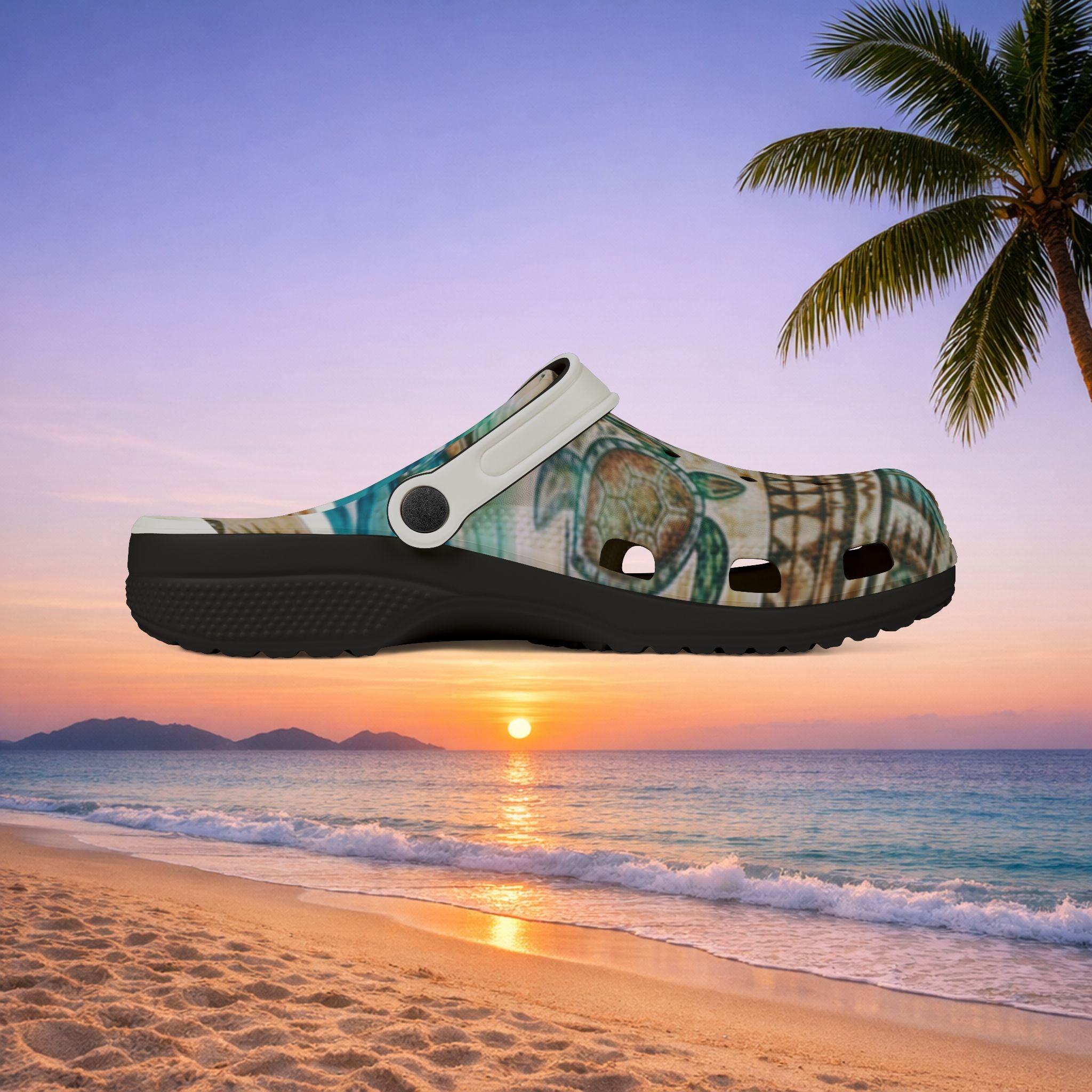 Tiki Palm Clogs — Tropical EVA Foam Slip-On Shoes