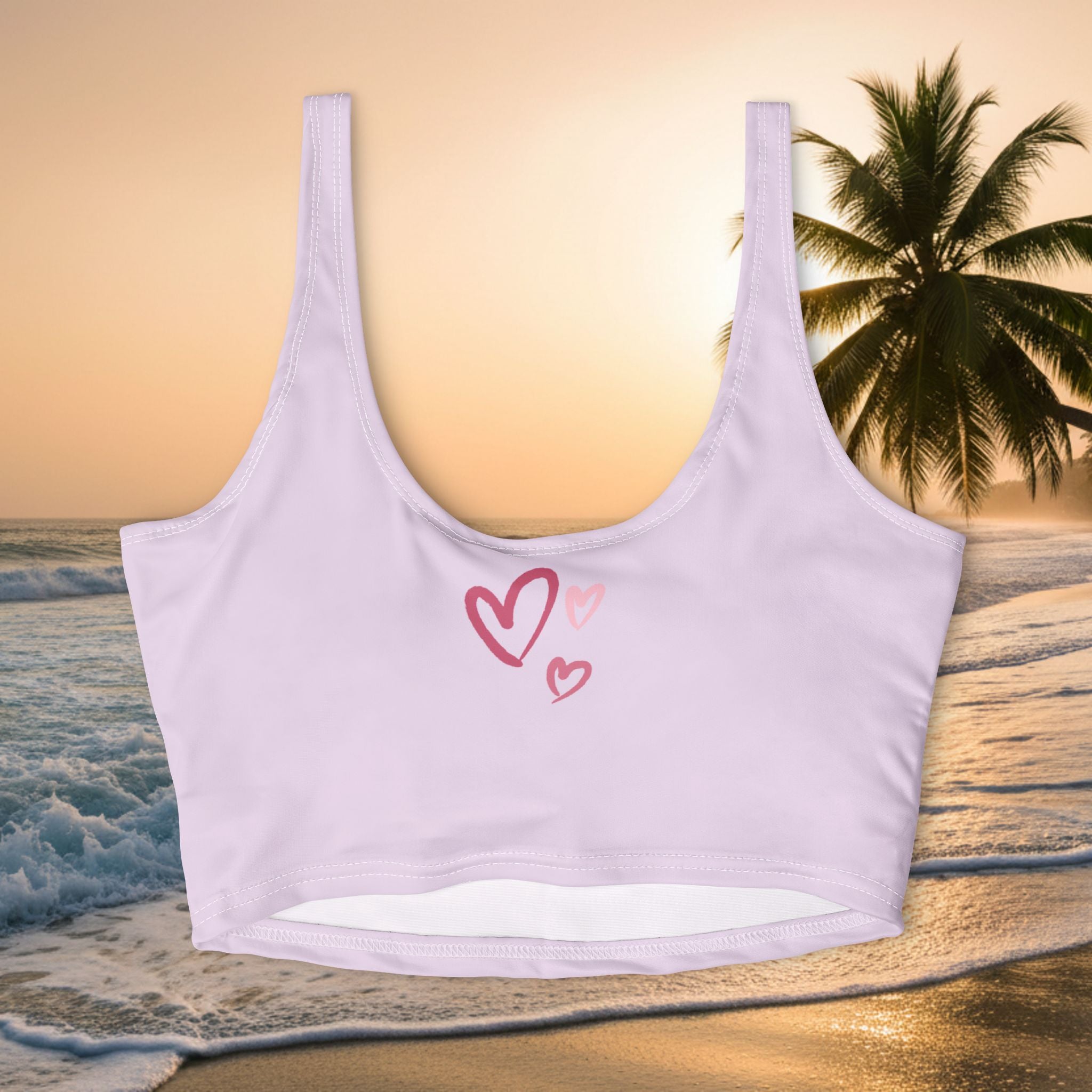 Kai-waii Cute Heart Crop Sports Bra — Pastel Pink Activewear
