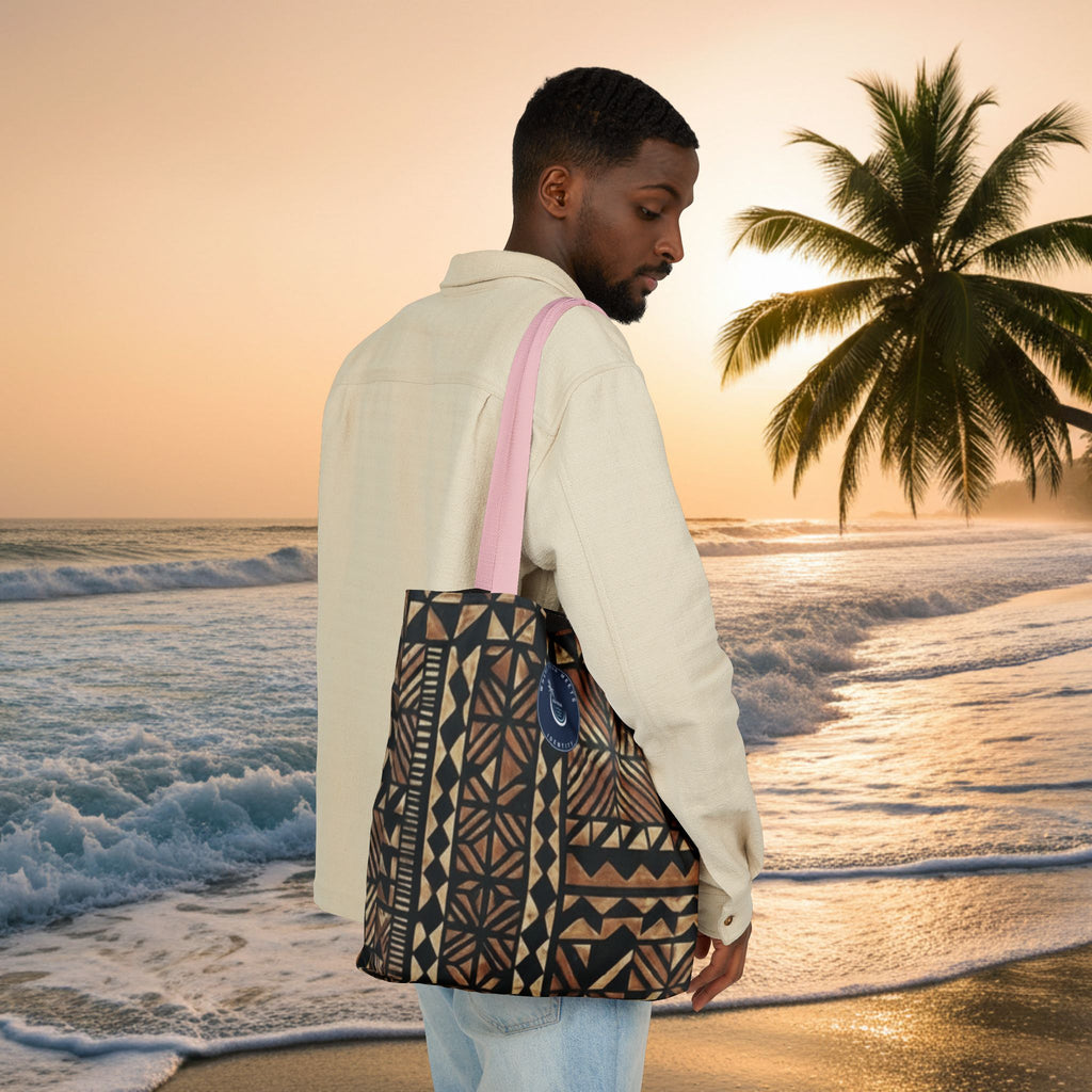 Tribal Pattern Canvas Tote Bag — Beach Market Tote Bag