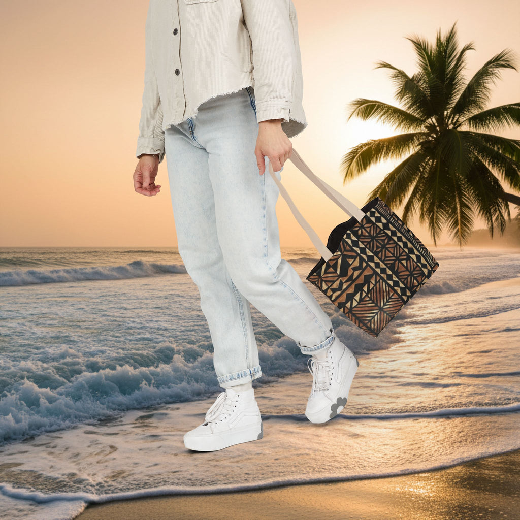 Tribal Pattern Canvas Tote Bag — Beach Market Tote Bag