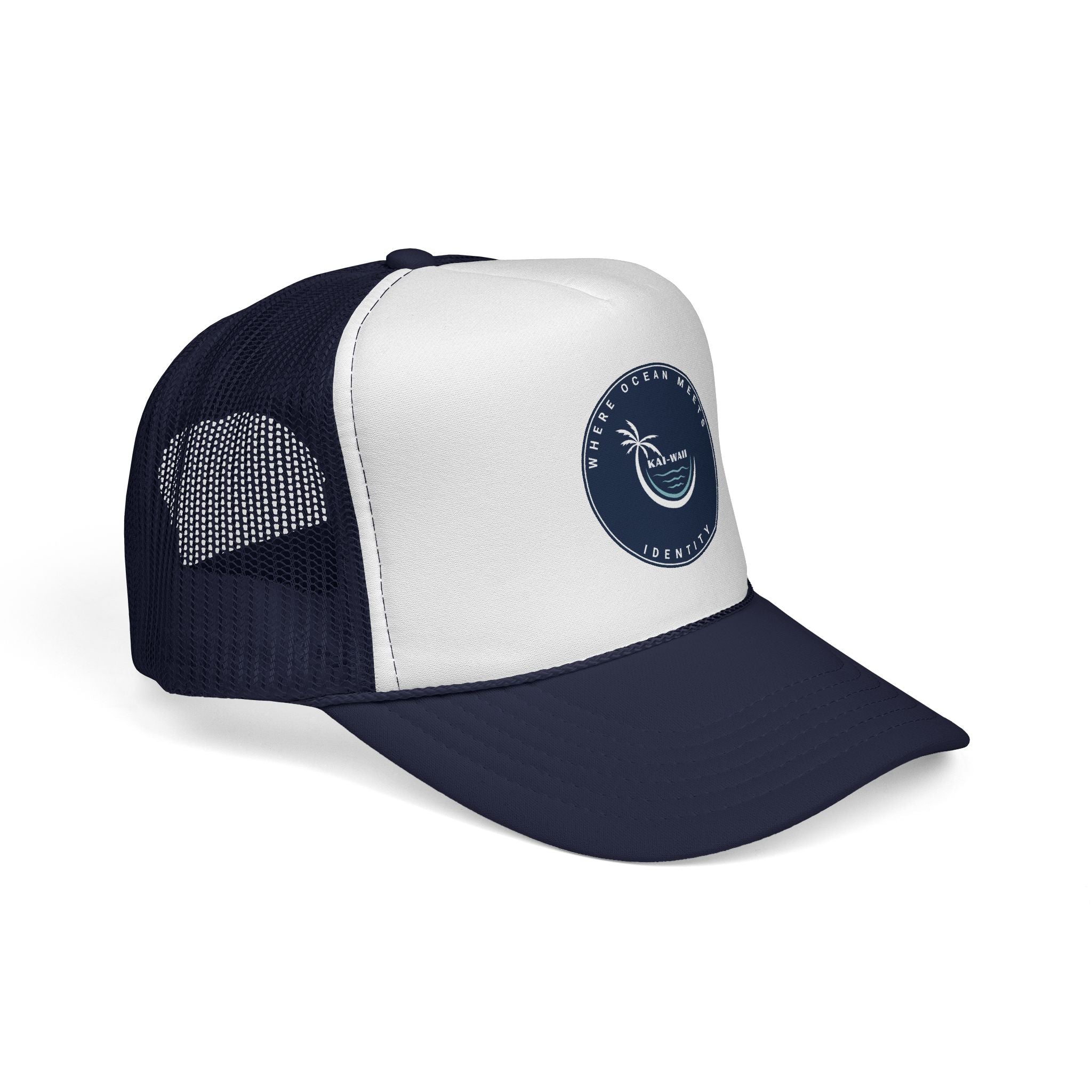 Coastal Vibes Trucker Cap — Ocean Club Palm Patch Snapback