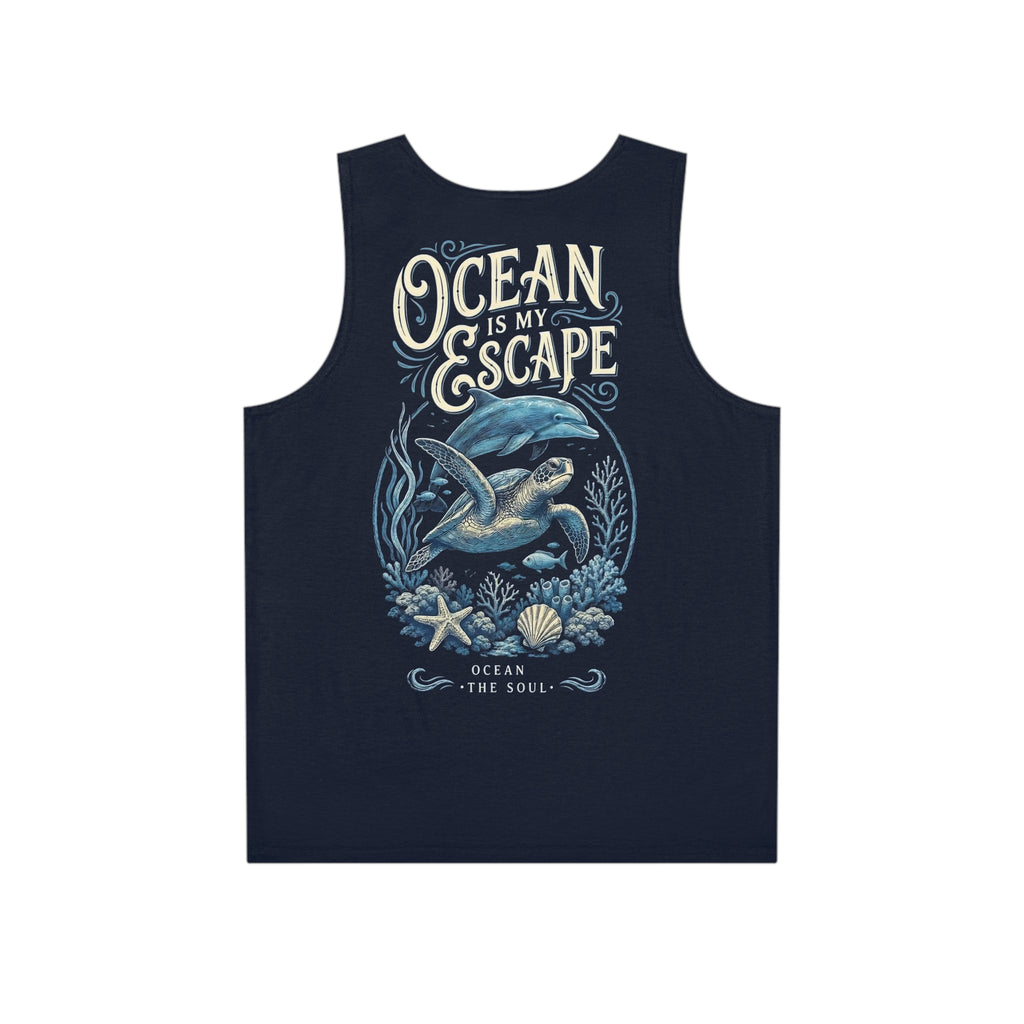 'Ocean Is My Escape'— Men's Marine Wildlife Graphic Tank Top