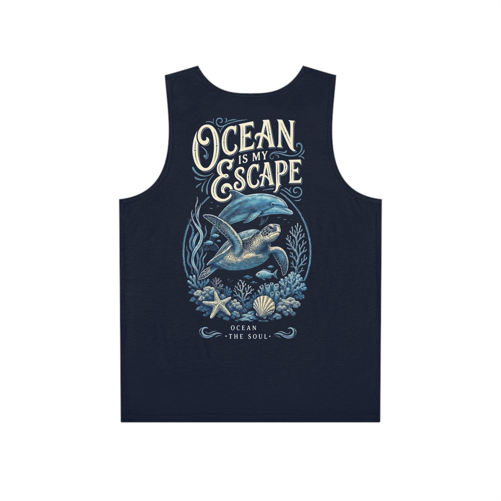 'Ocean Is My Escape'— Men's Marine Wildlife Graphic Tank Top