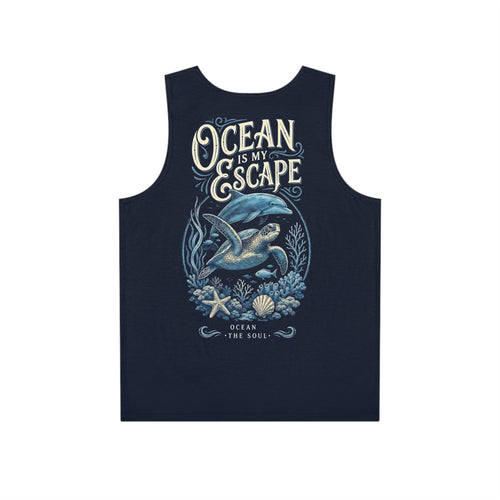 'Ocean Is My Escape'— Men's Marine Wildlife Graphic Tank Top