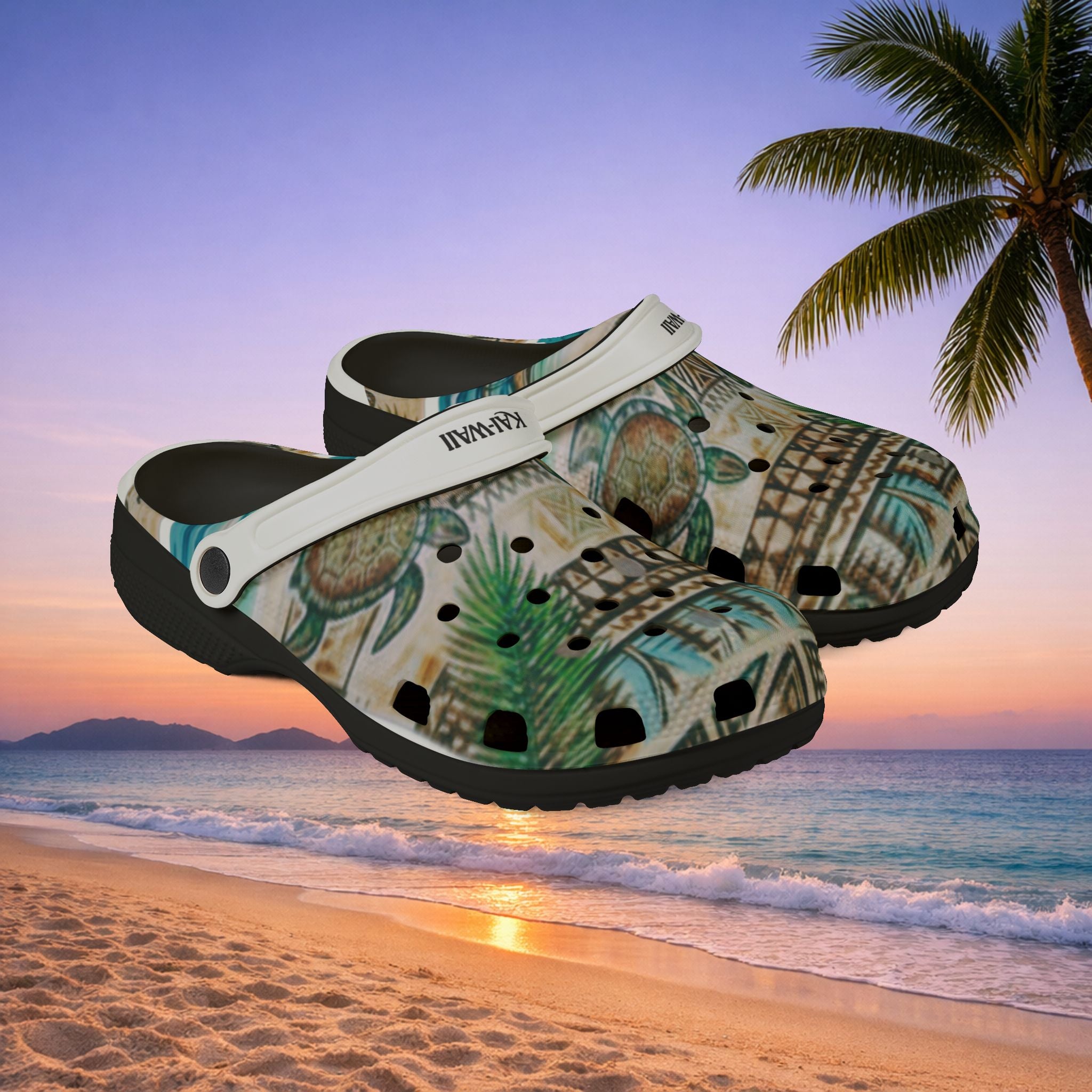 Tiki Palm Clogs — Tropical EVA Foam Slip-On Shoes