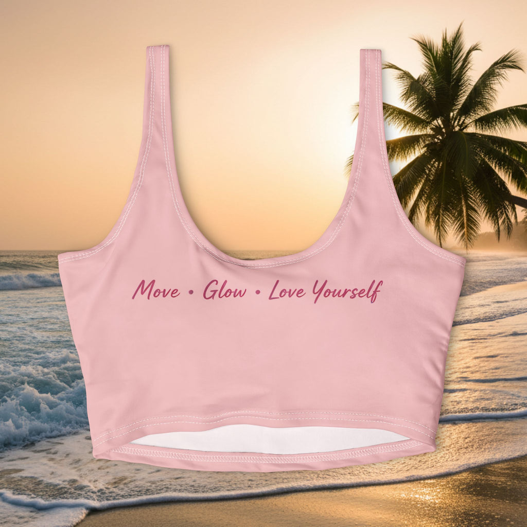 Kai-waii Sports Bra — "Move • Glow • Love Yourself" Active Crop Top