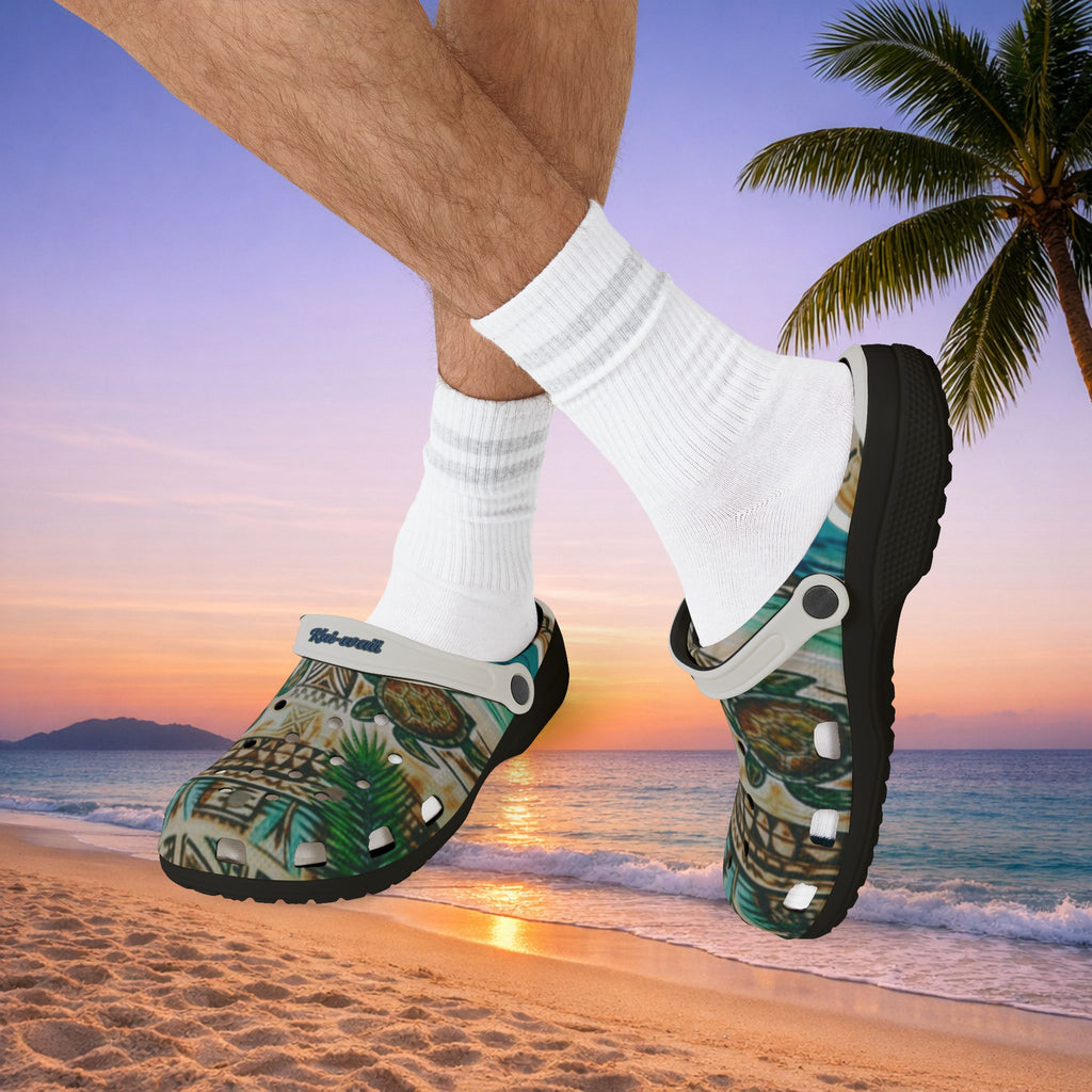 Tiki Palm Clogs — Tropical EVA Foam Slip-On Shoes