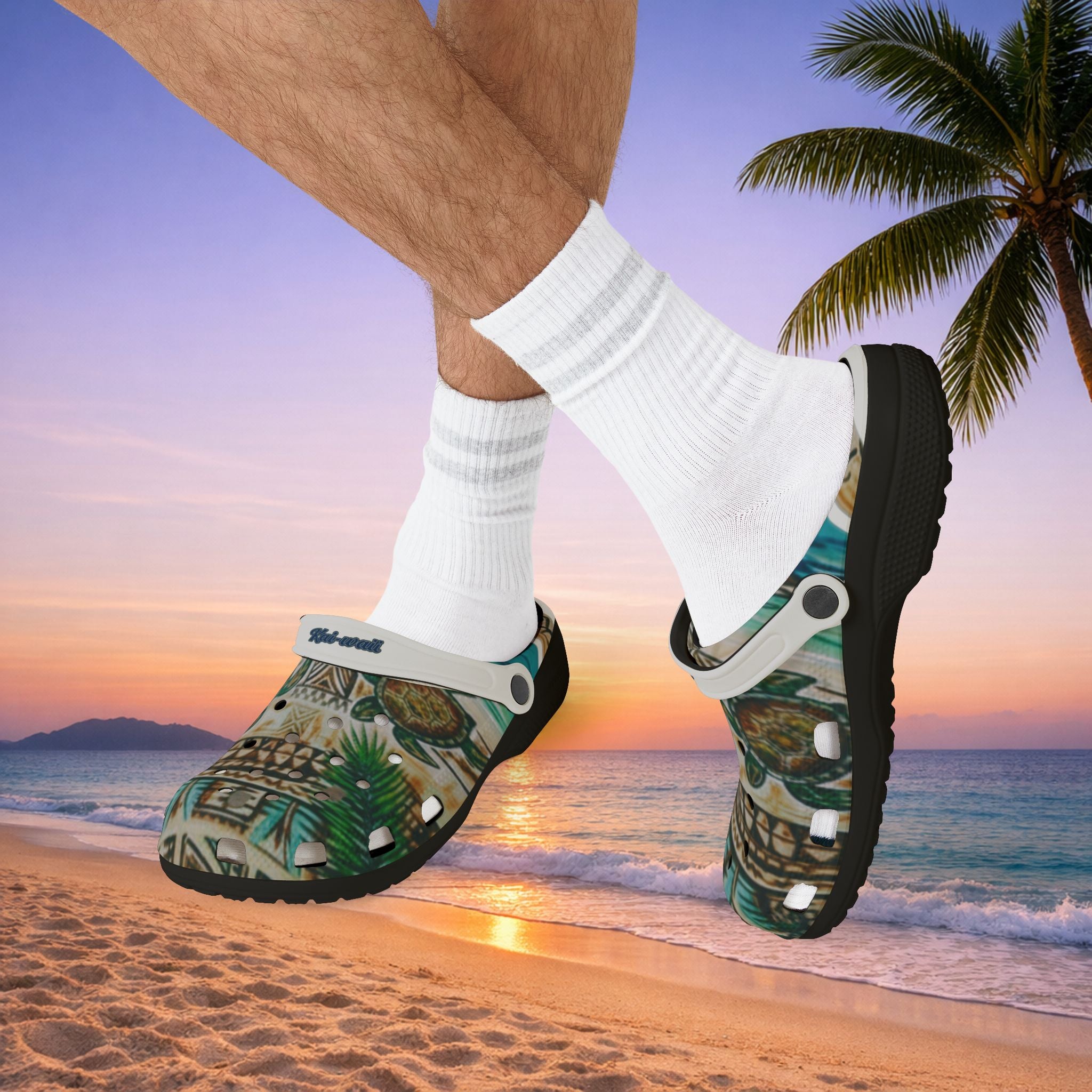 Tiki Palm Clogs — Tropical EVA Foam Slip-On Shoes